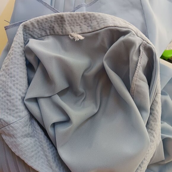 Large True Vintage 1960's Pleated Blouse Textured Collar Lilac/Plum Nylon - Picture 6 of 7